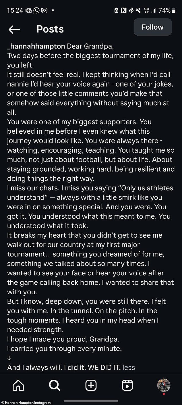 Hampton je na društvenim mrežama napisao dugotrajnu, emocionalnu poruku u znak sjećanja na svog djeda