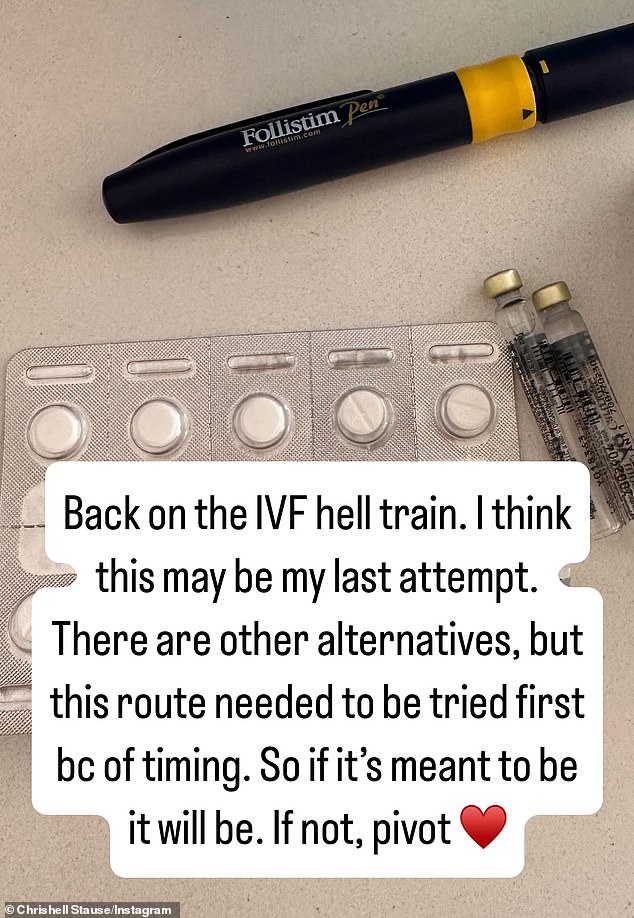 19. lipnja Stause je otkrila da se 'vratila na IVF Hell Train' i upozorila da je to njezin 'posljednji pokušaj' prije nego što istraže 'druge alternative' za djecu