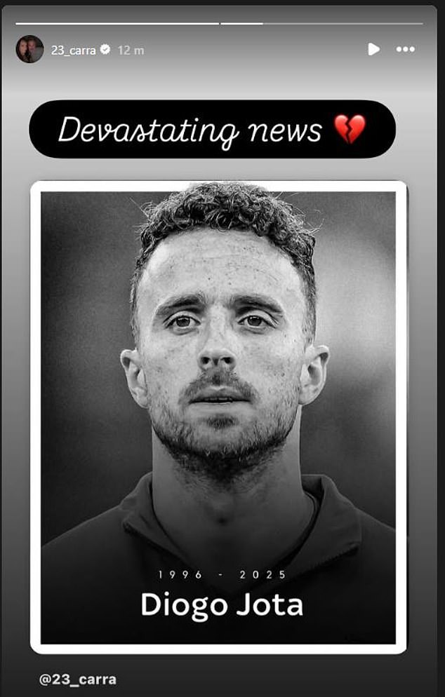 Jamie Carragher odveo se na Instagram kako bi podijelio svoju reakciju na razorne vijesti