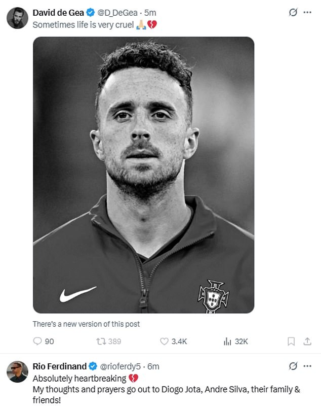 David De Gea and Rio Ferdinand also shared tributes