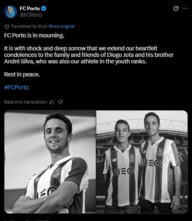 Porto je oplakivao gubitak dvojice njihovih bivših igrača s postom na X
