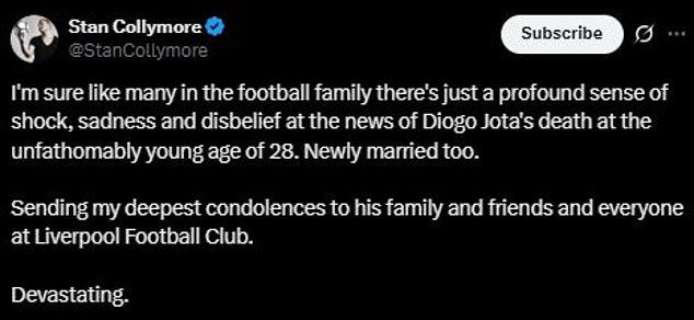 Stan Collymore rekao je da je vijest teško shvatiti nakon što je probila vijest o tragediji