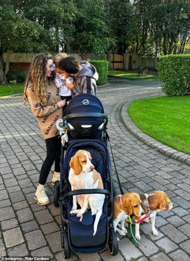 The couple had just tied the knot earlier this year. The young happy family pictured together in 2023