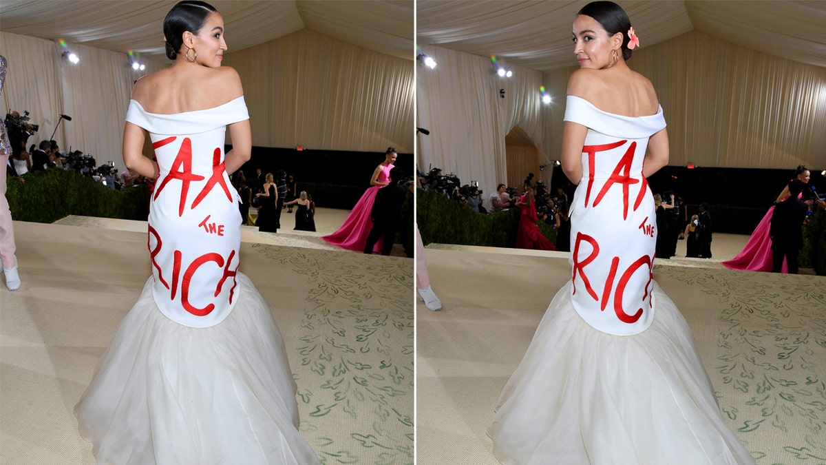 AOC nosi porez na bogatu haljinu na Met Gala