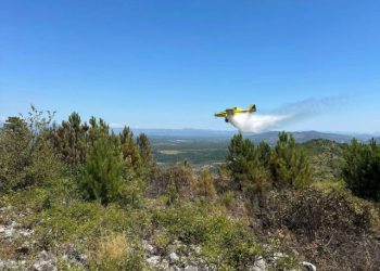 Air tractor pomaže vatrogascima u gašenju požara na području Radišića