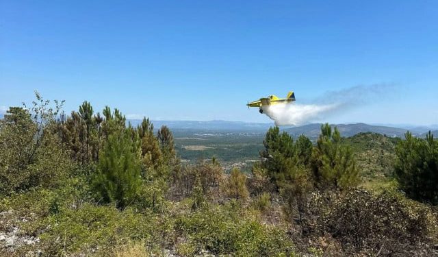 Air tractor pomaže vatrogascima u gašenju požara na području Radišića