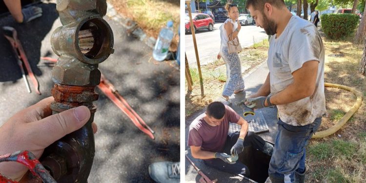 FOTO Lokve na cesti u Splitu. Kvara na ventilu u zgradi PU splitsko-dalmatinske: Djelatnici splitskog Vik-a brzo izašli na teren