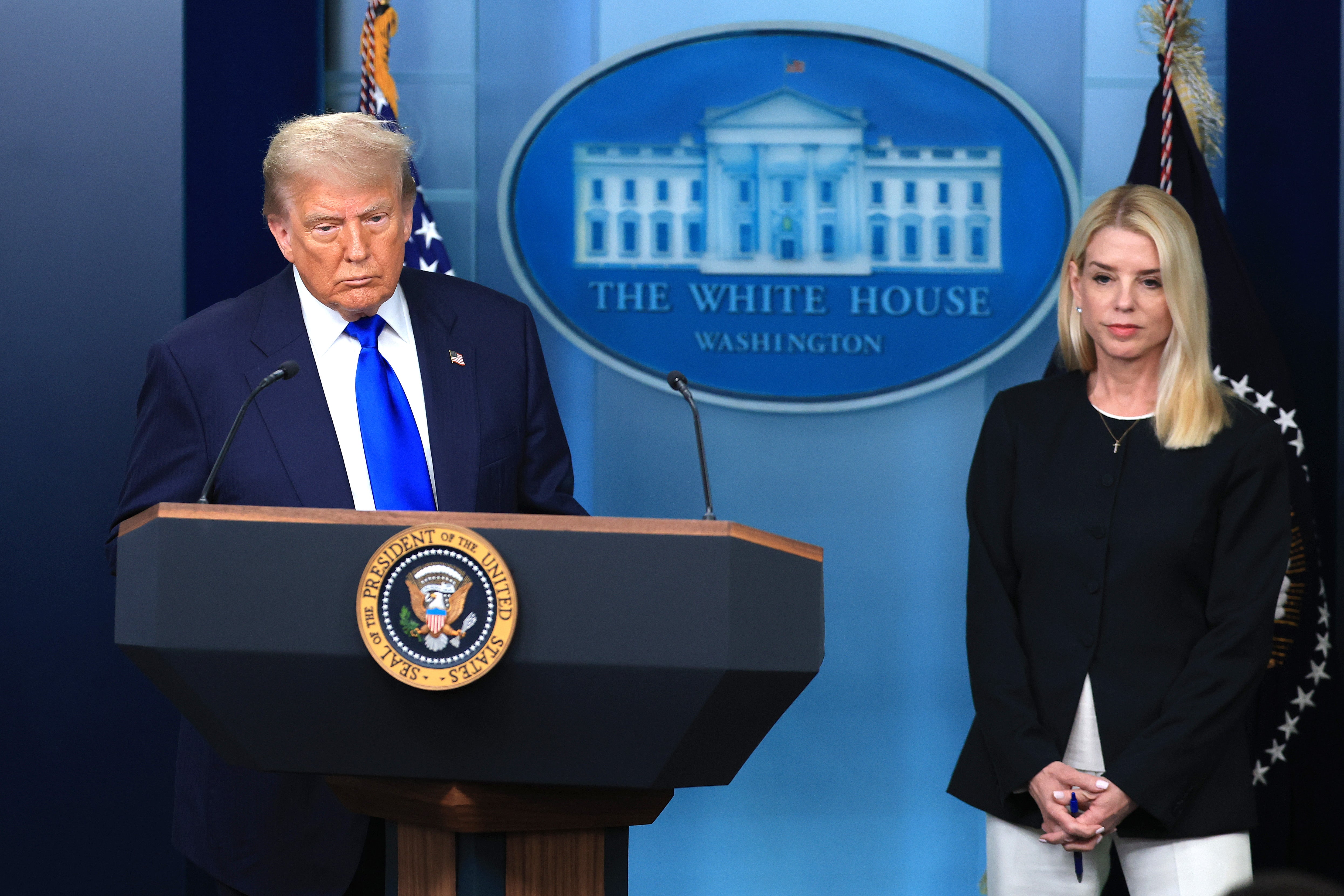 Attorney General Pam Bondi, seen here with President Donald Trump, has angered the MAGA base by deciding not to release the so-called ‘Epstein Files’