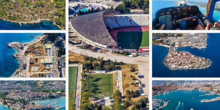 Letjeli smo iznad Splita i uvjerili se u štetu na Marjanu, stanje Poljuda prije utakmice, ali i u novi izgled Žnjana…