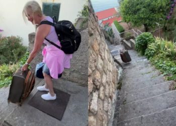 Odustala od nošenja: Turistkinja bacila kufer niz skaline u Dubrovniku (VIDEO)