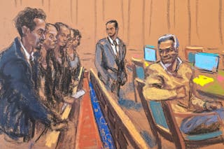 Sean 'Diddy' Combs se okreće prema svojoj obitelji koja stoji u podne, tijekom suđenja za trgovinu seksu u New Yorku 30. lipnja