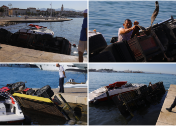 Slobodna Dalmacija – Nesvakidašnja scena u Splitu: Prilikom spuštanja brodice kamion završio u moru, oglasila se policija