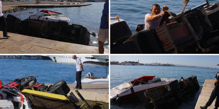 Slobodna Dalmacija – Nesvakidašnja scena u Splitu: Prilikom spuštanja brodice kamion završio u moru, oglasila se policija