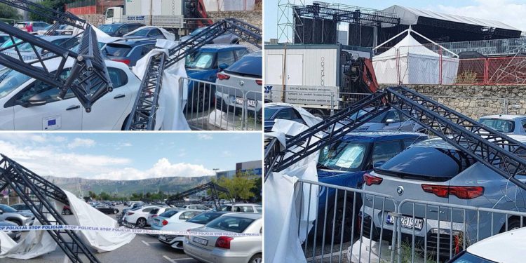 Slobodna Dalmacija – Nevrijeme srušilo konstrukciju Ultre koja počinje za tri dana! A pogledajte na što sliče automobili u Parku mladeži