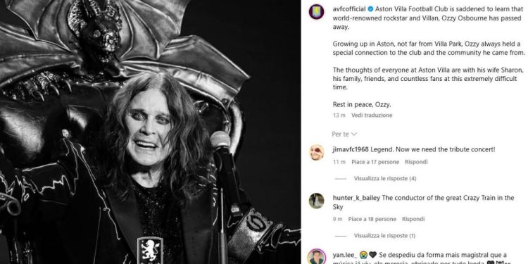 Smrt Ozzy Osbourne, obožavatelj vile Aston, pozdrav engleskog kluba