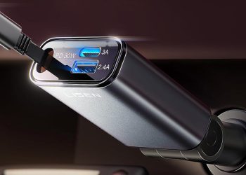 Uzmite lisen 3-port 57W USB punjač automobila s uvlačenjem USB-C kabela za samo 10 USD