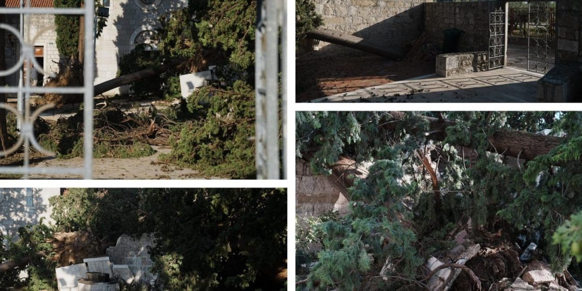 Uznemirujuća scena kod Poljuda. Znatna oštećenja u dvorištu samostana i crkve. Pogledajte ovo