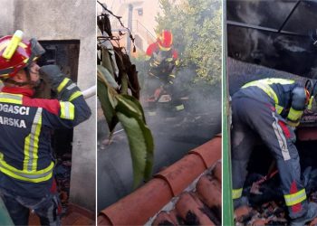 VATROGASNE SIRENE ODJEKIVALE GRADOM Požar na dimnjaku prijetio zgradi