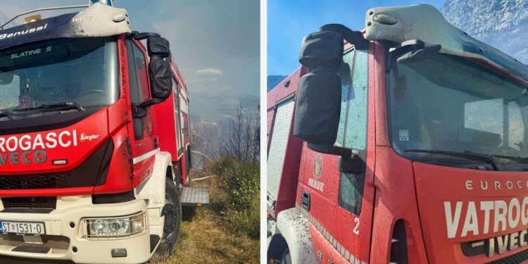 Vatra zahvatila dva vatrogasna vozila, oštećena su: “Kolege su dobro, uspjeli smo da ne dođe do zapaljenja kamiona”