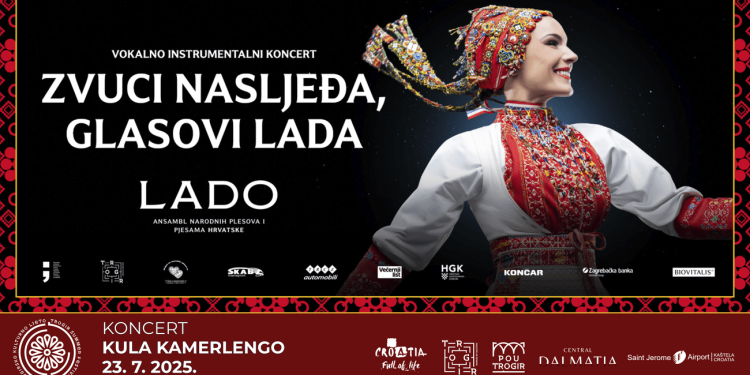 Vokalno-instrumentalni koncert Ansambla LADO u Trogiru – večeras u 21:30, kula Kamerlengo