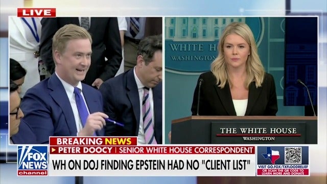 Dopisnik Fox News Peter Doocy Grills Bijela kuća tiskovna tajnica Karoline Leavitt na kontradiktornim tvrdnjama Pam Bondija o Jeffreyju Epsteinu "Popis klijenata."