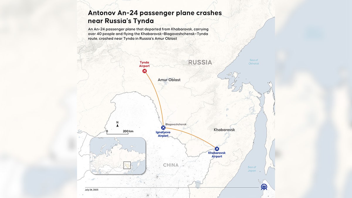 Antonov An-24 putnički avion sudara se u blizini ruske Tynda.