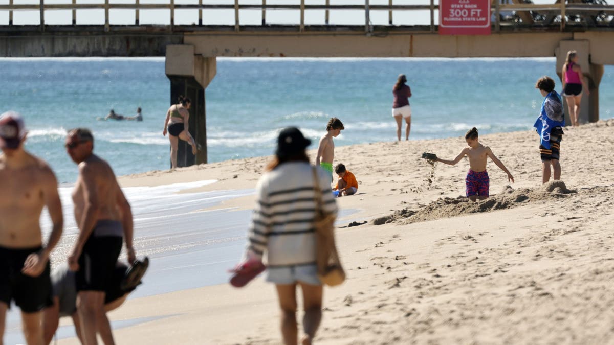 Ljudi koji hodaju i igraju se na plaži