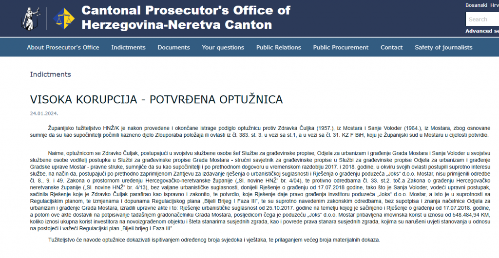 Potvrđena optužćnica