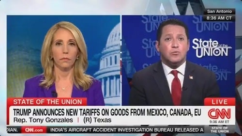 Tony Gonzales, kongresmen iz pogranične četvrti u Teksasu, u nedjelju je branio Trumpove planove za 30% tarifa protiv Meksika
