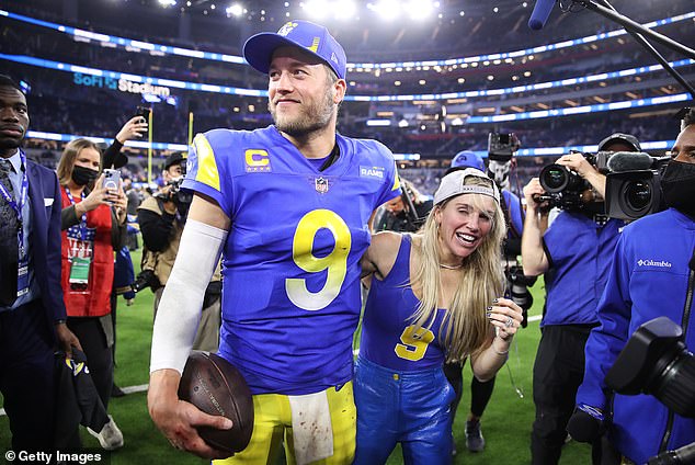 Los Angeles Rams napadač Matthew Stafford, na slici sa suprugom Kelly, na vrhu je popis