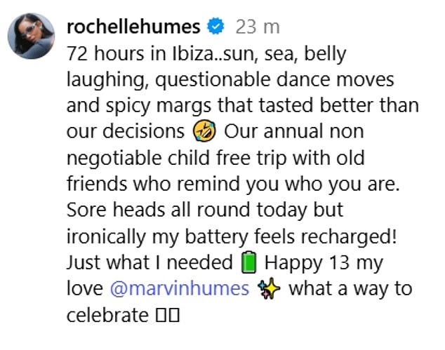 Napisala je: 'Naše godišnje putovanje bez ikakvog pregovaranja sa starim prijateljima koji vas podsjećaju tko ste'