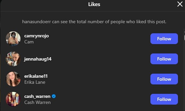 Nije poznato kada je par prvi put prešao staze, ali Jessicinom bivšci volio je neke od Hananih nedavnih Instagram postova