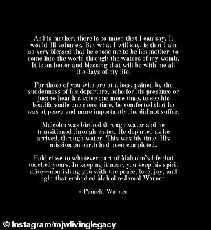 Dodala je da je njezin sin 'zaljubljen u magiju biti glumac, uvijek proučavajući i odbijajući svoj zanat'