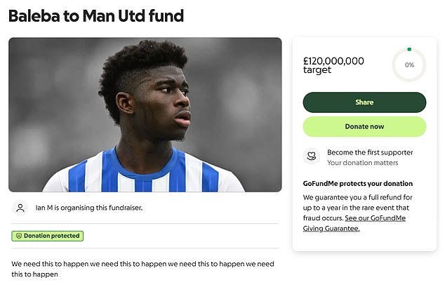 Jedan navijač Manchester Uniteda postavio je stranicu GoFundMe kako bi prikupio novac za naknadu za transfer Baleba