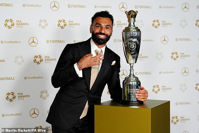 Isak je u utorak navečer u Manchesteru srušio ceremoniju dodjele nagrada PFA, iako je nominiran za igrača godine PFA igrača, koju je osvojio Mohamed Salah (gore)