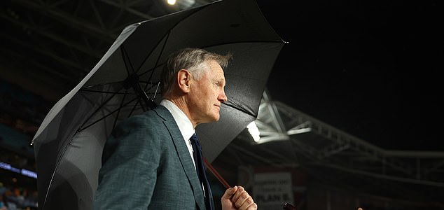 SYDNEY, AUSTRALIA - AUGUST 02: Joe Schmidt, Head Coach of the Wallabies looks on prior to the third test of the series between Australia Wallabies and British & Irish Lions at Accor Stadium on August 02, 2025 in Sydney, Australia. (Photo by Cameron Spencer/Getty Images)