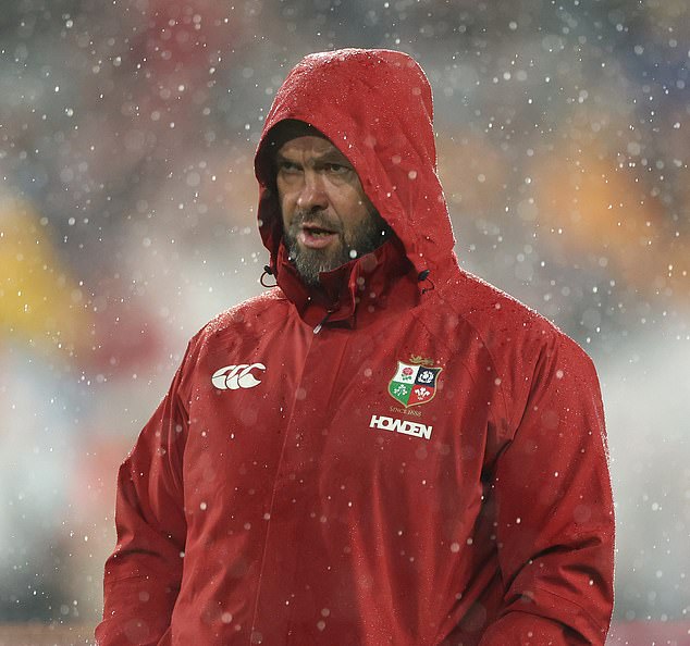 SYDNEY, AUSTRALIA - AUGUST 02: Andy Farrell, Head Coach of the British & Irish Lions, looks on as the teams warm-up prior to the third test of the series between Australia Wallabies and British & Irish Lions at Accor Stadium on August 02, 2025 in Sydney, Australia. (Photo by David Rogers/Getty Images)