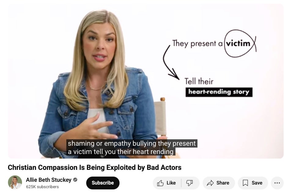 Na ovoj slici s YouTube videa objavljenog 15. listopada 2024. Allie Beth Stuckey govori o problemima iz svoje knjige, 