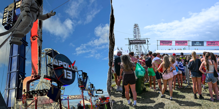 Apollo 13 Festivalci za zamke za vožnju naopako na događaju na manifestu