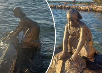 Brončani spomenik pralji u zadarskom zatonu ukraden i netragom nestao, pa ovih dana podignut novi