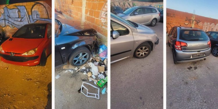 FOTOGALERIJA Stobrečani su ogorčeni. Parking kod nogometnog igrališta pretvoren u skladište olupina