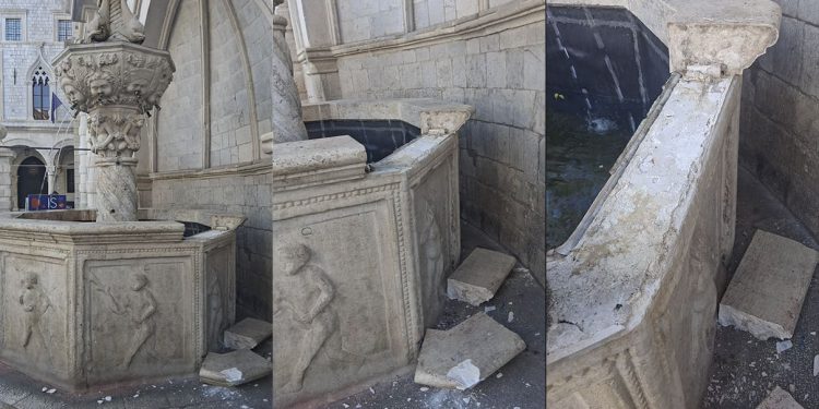 GRAĐANI OGORČENI Vandalski čin u srcu Dubrovnika: Oštećena Mala Onofrijeva fontana