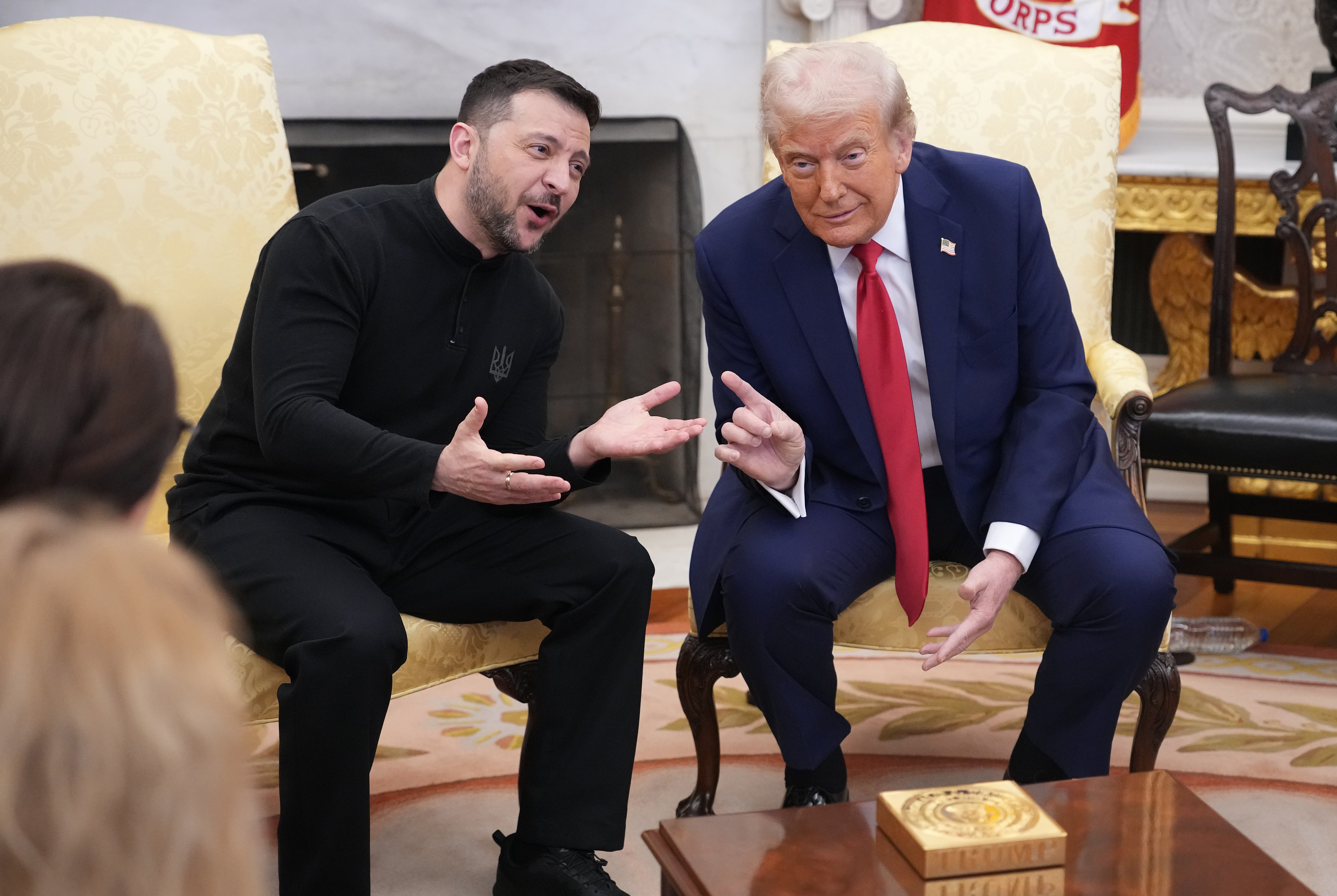 Ukrajinski volodimir Zelensky odlučuje se da njegova vlada mora biti za stolom za posredovanje bilo kojeg mirovnog sporazuma s Rusijom. Zelensky je slikana na sastanku u veljači u Ovalnom uredu s Trumpom, gdje je letio vatromet.