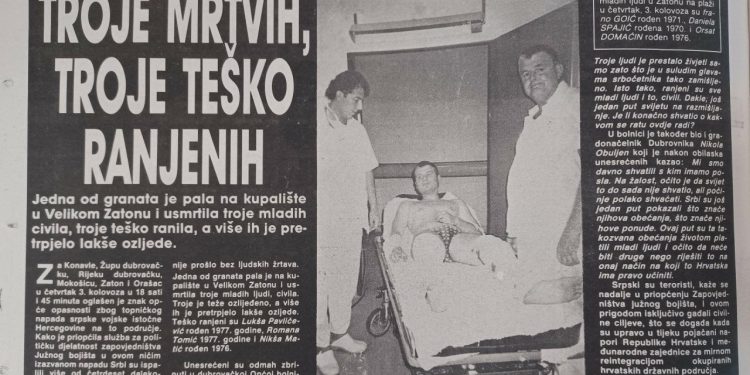 Granata je pala na kupalište u Velikom Zatonu i odnijela živote troje mladih Dubrovčana