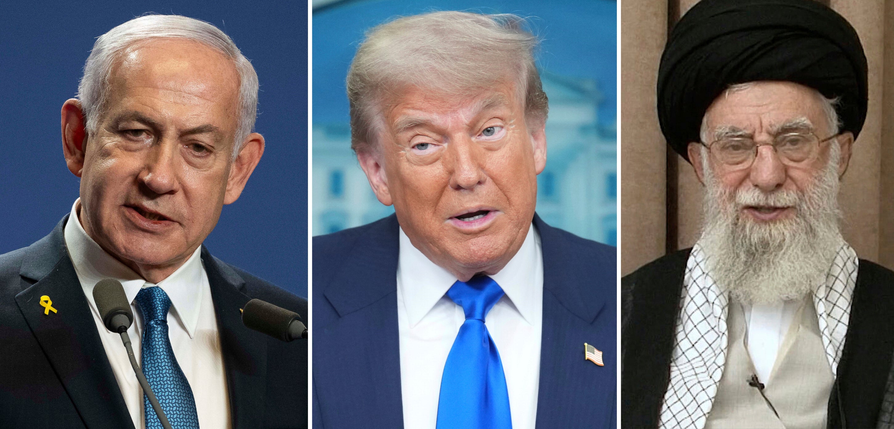 Izraelski premijer Benjamin Netanyahu, predsjednik Donald Trump i vrhovni vođa iranskog Ayatollaha Ali Khamenei