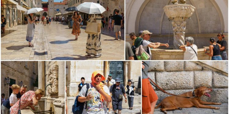 Skočila cijena kvadrata hlada u Dubrovniku: Voda je tražen resurs na Stradunu, ombrele česte, a fen suši sve pred sobom