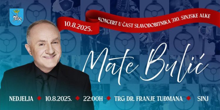 U nedjelju koncert Mate Bulića u čast slavodobitnika 310. Sinjske Alke