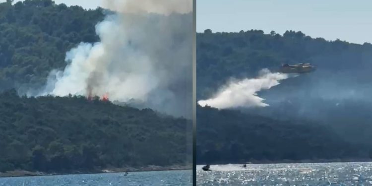 VIDEO Požar na Čiovu uz pomoć kanadera stavljen pod kontrolu, pogledajte kako je izgledala borba s buktinjom!