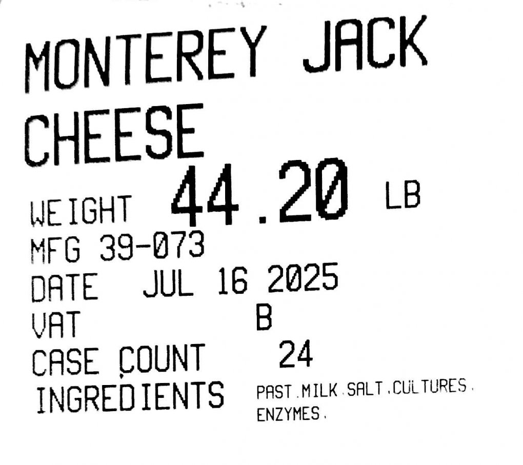 Middlefield Original Cheese Co-Op Monterey Jack Cheese, bio je jedan od sireva koji su se povukli