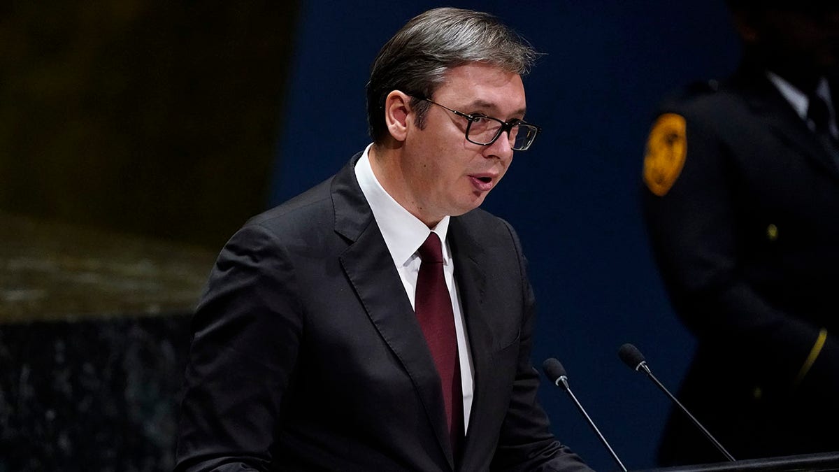Predsjednik Srbije Aleksandar Vucić koji govori u UN -u.